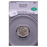1927 D CAC AU58 MERCURY DIME