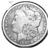 1891 MORGAN DOLLAR VG