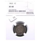 1863 NGC XF 40 INDIAN HEAD CENT
