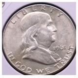 1961 D CHOICE BU FANKLIN HALF DOLLAR