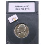 1961 PROOF JEFFERSON NICKEL