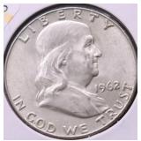 1962 D CHOICE BU FRANKLIN HALF DOLLAR