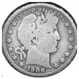 1906 BARBER HALF DOLLAR F