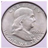 1963 D CHOICE BU FRANKLIN HALF DOLLAR