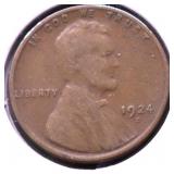 1924 S LINCOLN CENT VF