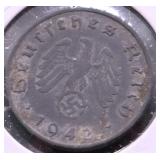 1942 NAZI GERMANY 10 PHENNIG VF