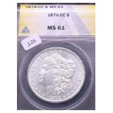 1878 CC ANACS MS61 MORGAN DOLLAR