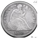 1870 SEATED DOLLAR XF