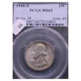 1948 D PCGS MS65 WASHINGTON QUARTER