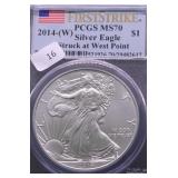 2014 W PCGS MS70 SILVER EAGLE
