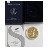 2008  SILVER EAGLE W BOX PAPERS GOLD PLATED