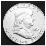 1961 D CHOICE BU FRANKLIN HALF DOLLAR