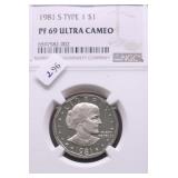 1981 S TYPE 1 NGC PF69UC SBA DOLLAR