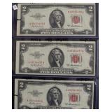 3 CONSECUTIVE SERIAL # 2 $ US LEGAL TENDER CH BU