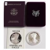 1991 PROOF SILVER EAGLE W BOX PAPERS