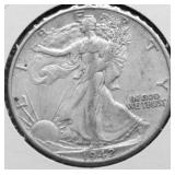 1942 D WALKING HALF DOLLAR XF