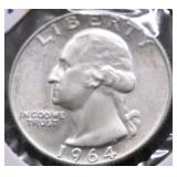 1964 D GEM BU WASHINGTON QUARTER