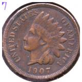 1907 INDIAN HEAD CENT XF