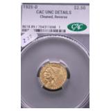 1925 D CAC UNC DETAILS QUARTER EAGLE