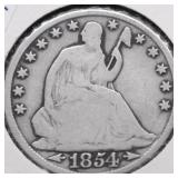 1854 O SEATED HALF DOLLAR VG