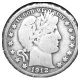 1912 D BARBER HALF DOLLAR F
