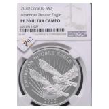 2020 COOK ISLANDS NGC PF70UC DOUBLE EAGLE SILVER