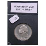 1993 S PROOF SILVER WASHINGTON QUARTER