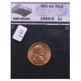 1959 D GEM RED LINCOLN CENT