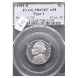 1981 S TYPE 1 PCGS PF69DC JEFFERSON NICKEL