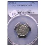 1990 S PCGS PF69DC ROOSEVELT DIME
