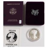 1990 PROOF SILVER EAGLE W BOX PAPERS