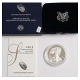 2014 PROOF SILVER EAGLE W BOX PAPERS