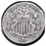 1869 SHIELD NICKEL VF