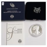2020 W PROOF SILVER EAGLE W BOX PAPERS