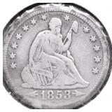 1853 O SEATED QUARTER  VF ARROWS RAYS RARE