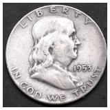 1953 FRANKLIN HALF DOLLAR XF