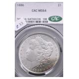 1886 CAC MS64 MORGAN DOLLAR