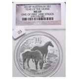 2014 P  NGC MS69 AUSTRALIA YEAR OF THE HORSE