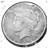 1934 S PEACE DOLLAR VF