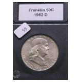 1952 D CHOICE BU FRANKLIN HALF DOLLAR