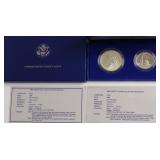 PROOF LIBERTY SILVER DOLLAR & HALF W BOX PAPERS