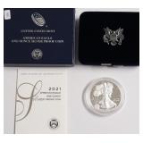 2021 PROOF SILVER EAGLE W BOX PAPERS