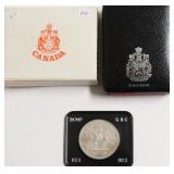 1973 CANADA PROOF SILVER DOLLAR W BOX PAPERS