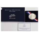 MARINE CORPS SILVER DOLLAR W BOX PAPERS