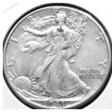 1943 WALKING HALF DOLLAR XF