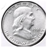 1951 FRANKLIN HALF DOLLAR AU