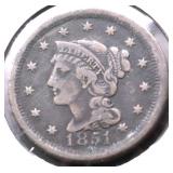 1851 LARGE CENT VF