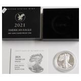 2021 PROOF SILVER EAGLE W BOX PAPERS