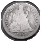 1888 S SEATED DIME G