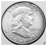 1954 D FBL GEM BU FRANKLIN HALF DOLLAR